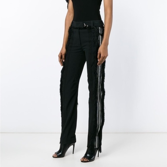Paco Rabanne S/S 2016 Searsucker Striped Fringe Trim Straight Leg Pants, EU 40 - Picture 1 of 13